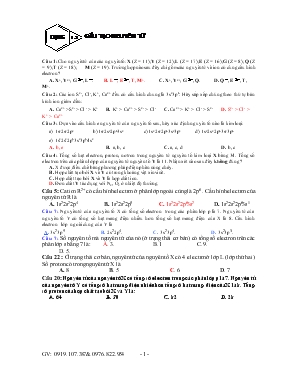 Bài tập cấu tạo nguyên tử môn hóa học 10